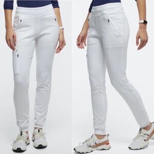 JAANUU White Drawstring Waist Comfy Nursing Scrub Joggers